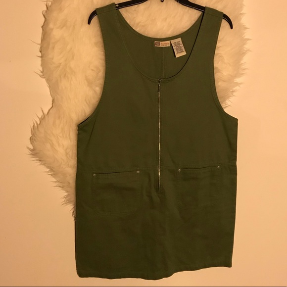 Faded Glory Dresses & Skirts - Trendy olive green denim overall dress!